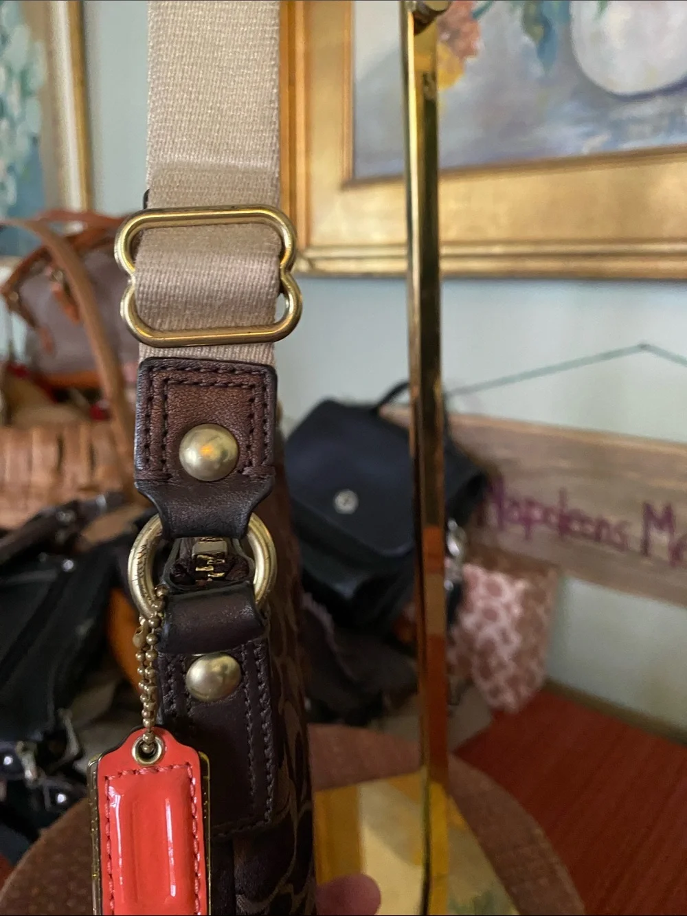 COACH Poppy Brown and Gold Mini Bag w/ Double Hangtags